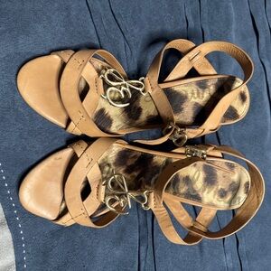 Sam Edelman Tan Leather faux Cheetah Strappy Heels size 6.5 Used